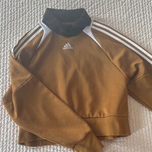 Adidas Tan Sweatshirt with White Stripes